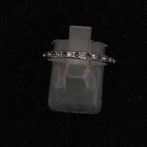 Sterling silver blue and white sapphire ring